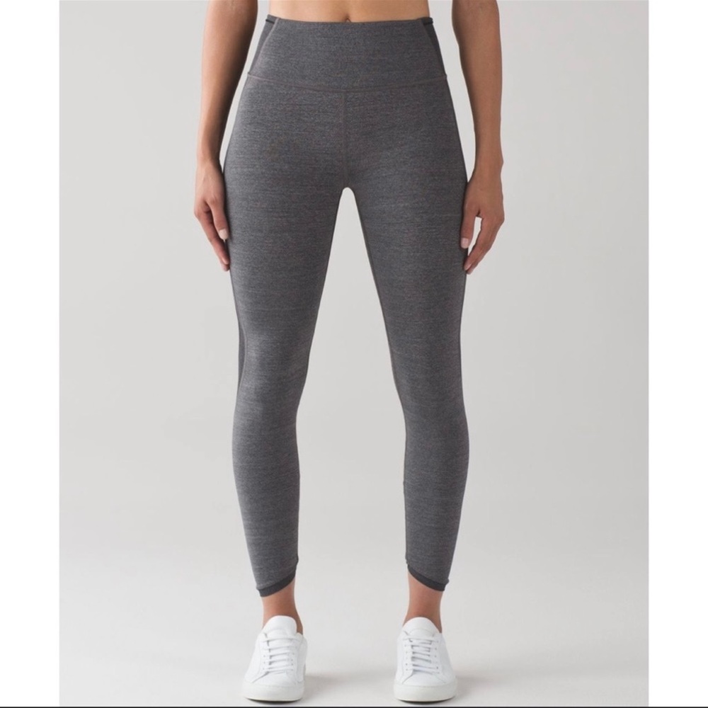 Lululemon Featherlight Tight Heathered Black Grey High Waisted Luxtreme 4